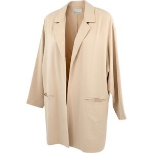 Wms Vintage 90s Silk Oversized Longline Blazer M Beige Minimalist Dana Buchman